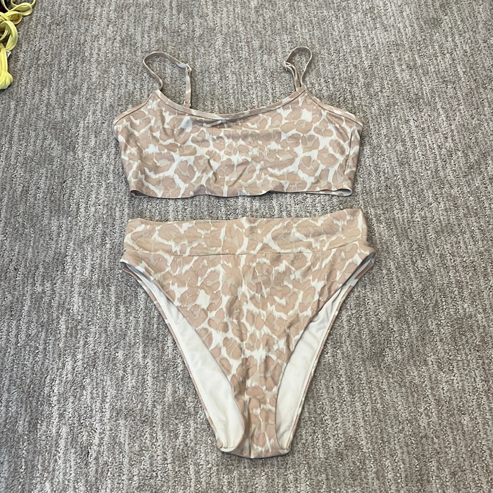Aerie bikini high cheeky bottoms size L top size M